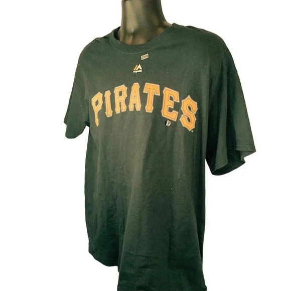 NEW Majestic MLB Pittsburgh Pirates Short Sleeve T-Shirt Crew Neck Navy Mens L - Picture 1 of 8